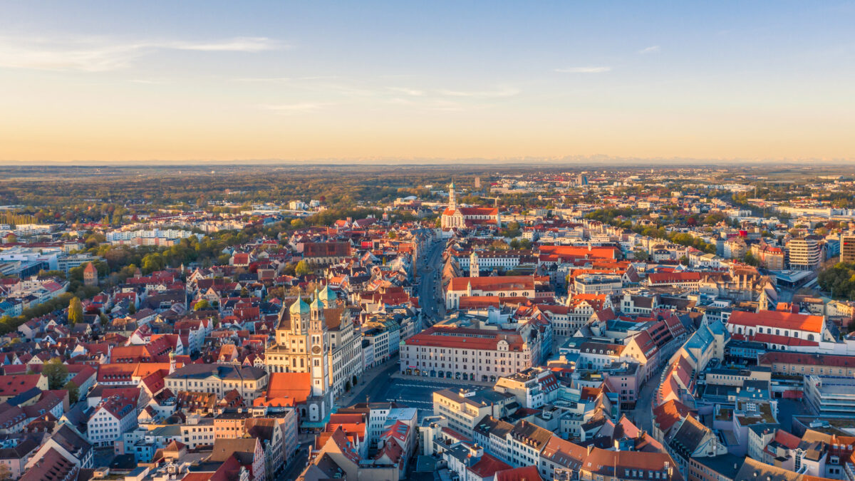 Stadtansicht von Augsburg, von oben.